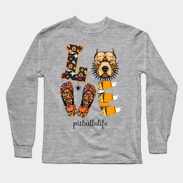 Pitbull Love T-shirts Long Sleeve T-Shirt by Him